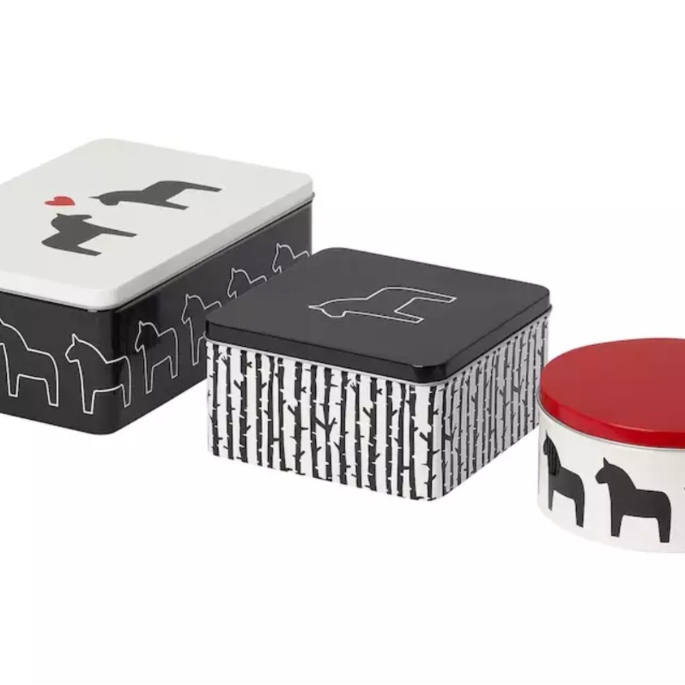 HÄSTHAGE Horse Design Storage Tins - Black, White, Red
